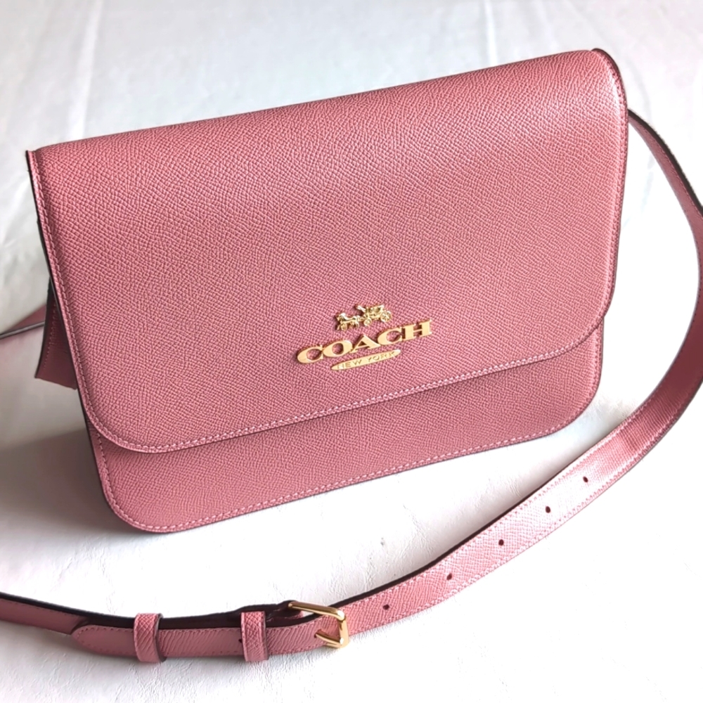 Coach Rose Pink Leather Crossbody Bag with Gold Logo